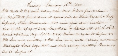 16 January 1880 journal entry